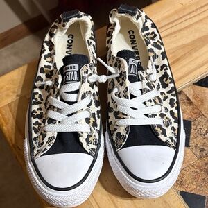 NWOT Converse Low Top Leopard Print Sneakers - Black, Cream & White